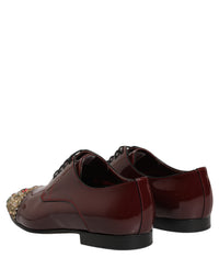Dolce & Gabbana Dolce & Gabbana Maroon Embellished Derby Dress Formal Men's Shoes