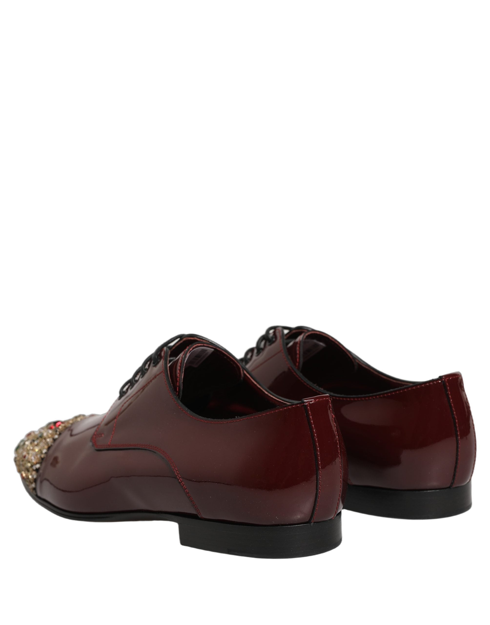 Dolce & Gabbana Dolce & Gabbana Maroon Embellished Derby Dress Formal Men's Shoes