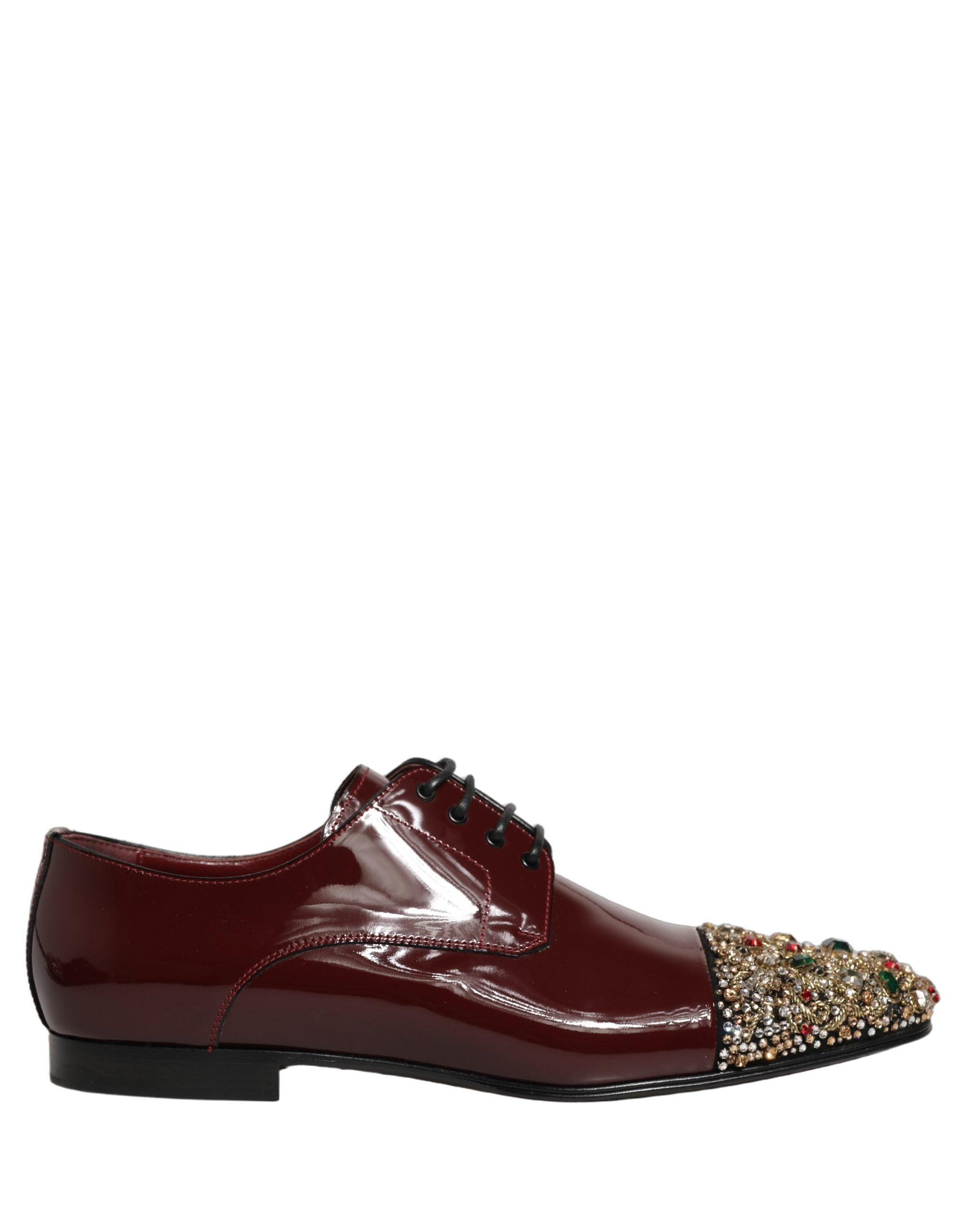 Dolce & Gabbana Dolce & Gabbana Maroon Embellished Derby Dress Formal Men's Shoes