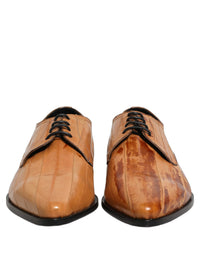 Dolce & Gabbana Dolce & Gabbana Brown Leather Lace Up Men Derby Dress Men's Shoes