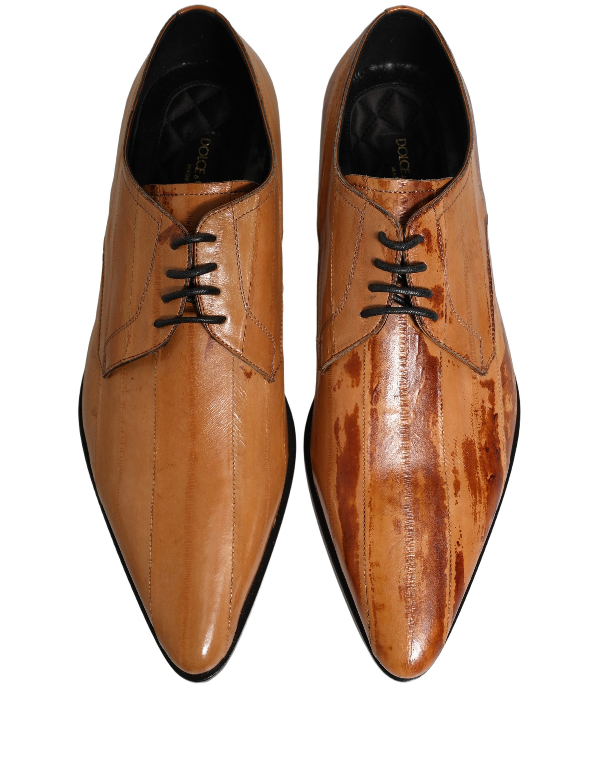 Dolce & Gabbana Dolce & Gabbana Brown Leather Lace Up Men Derby Dress Men's Shoes