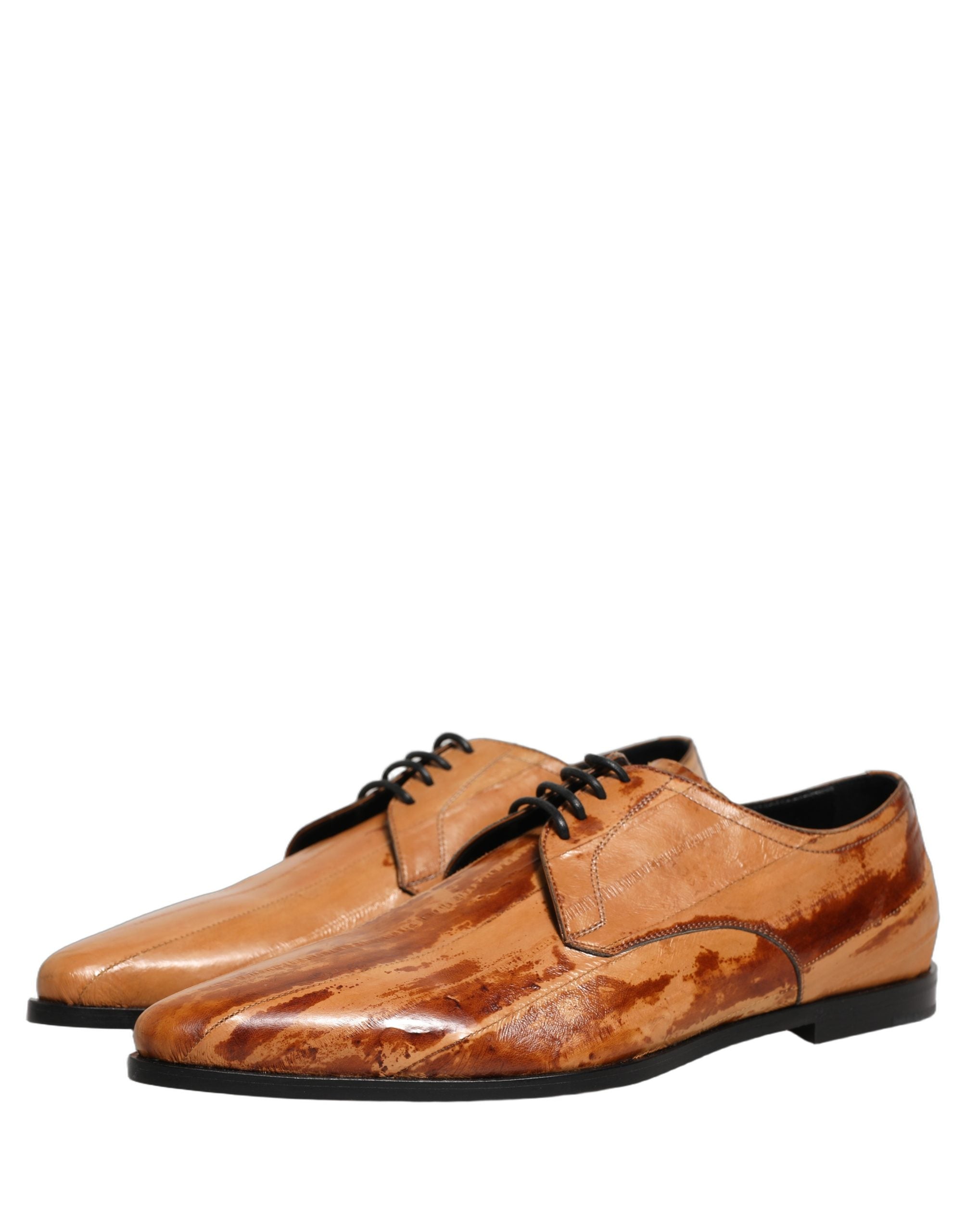 Dolce & Gabbana Dolce & Gabbana Brown Leather Lace Up Men Derby Dress Men's Shoes