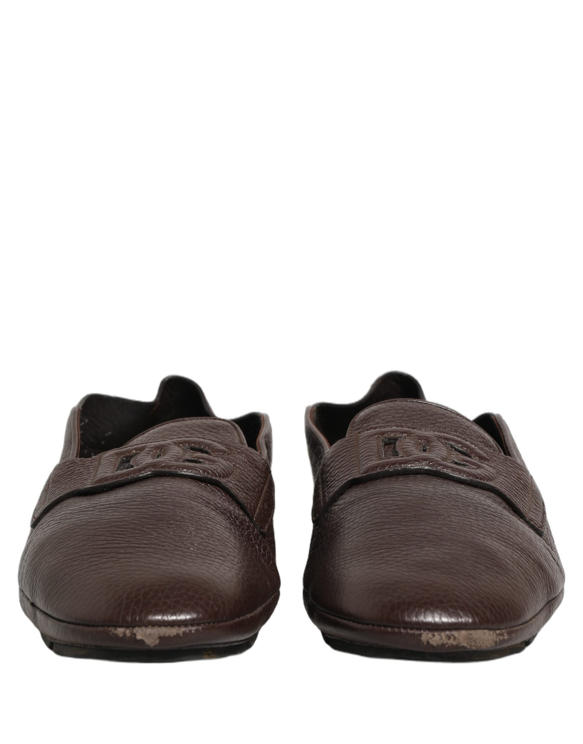 Dolce & Gabbana Dolce & Gabbana Brown Deerskin Leather Driver Loafers Men's Shoes