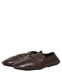 Dolce & Gabbana Dolce & Gabbana Brown Deerskin Leather Driver Loafers Men's Shoes