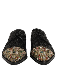 Dolce & Gabbana Dolce & Gabbana Black Sequin Embellished Men Derby Dress Men's Shoes