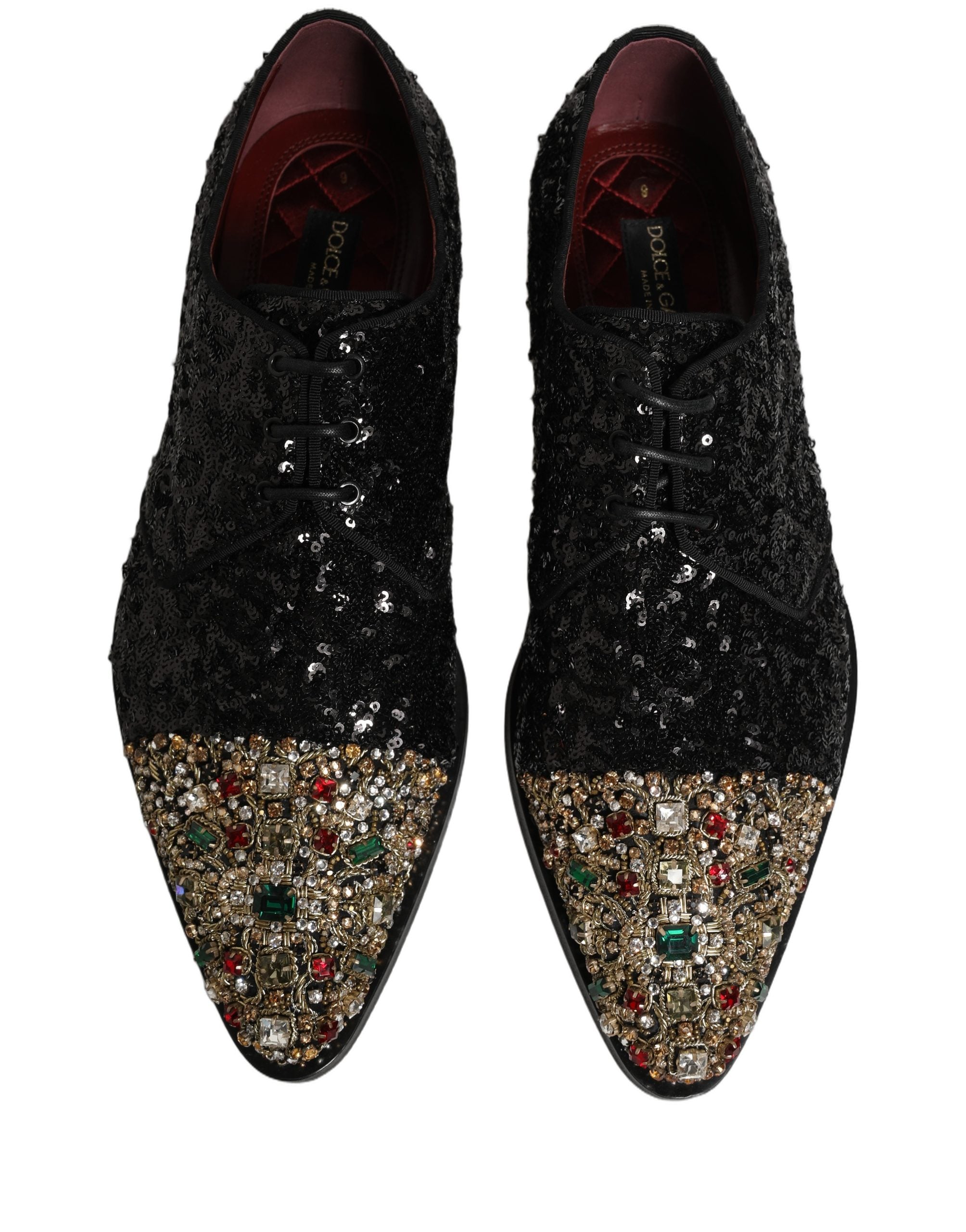 Dolce & Gabbana Dolce & Gabbana Black Sequin Embellished Men Derby Dress Men's Shoes