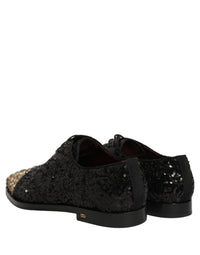Dolce & Gabbana Dolce & Gabbana Black Sequin Embellished Men Derby Dress Men's Shoes
