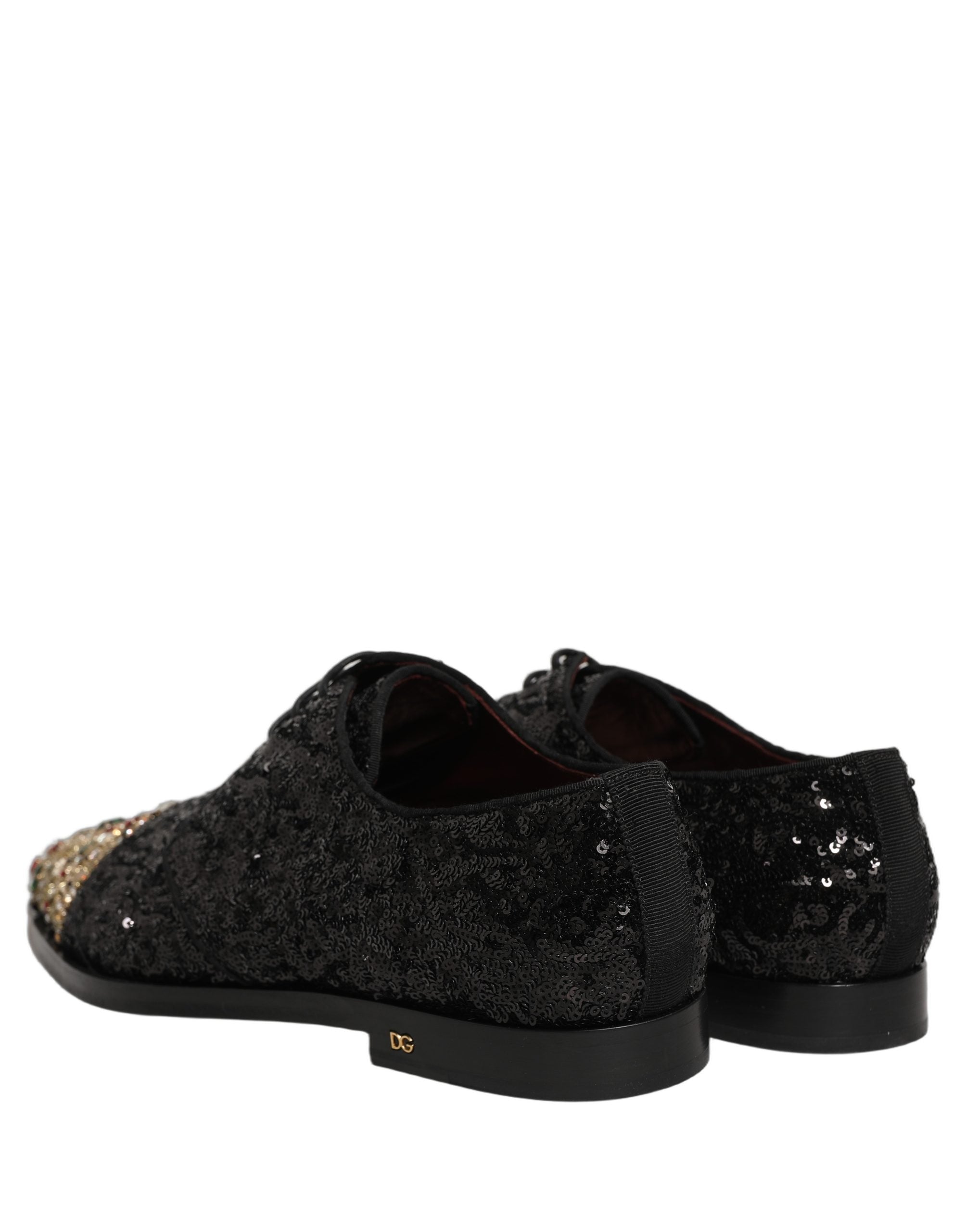 Dolce & Gabbana Dolce & Gabbana Black Sequin Embellished Men Derby Dress Men's Shoes