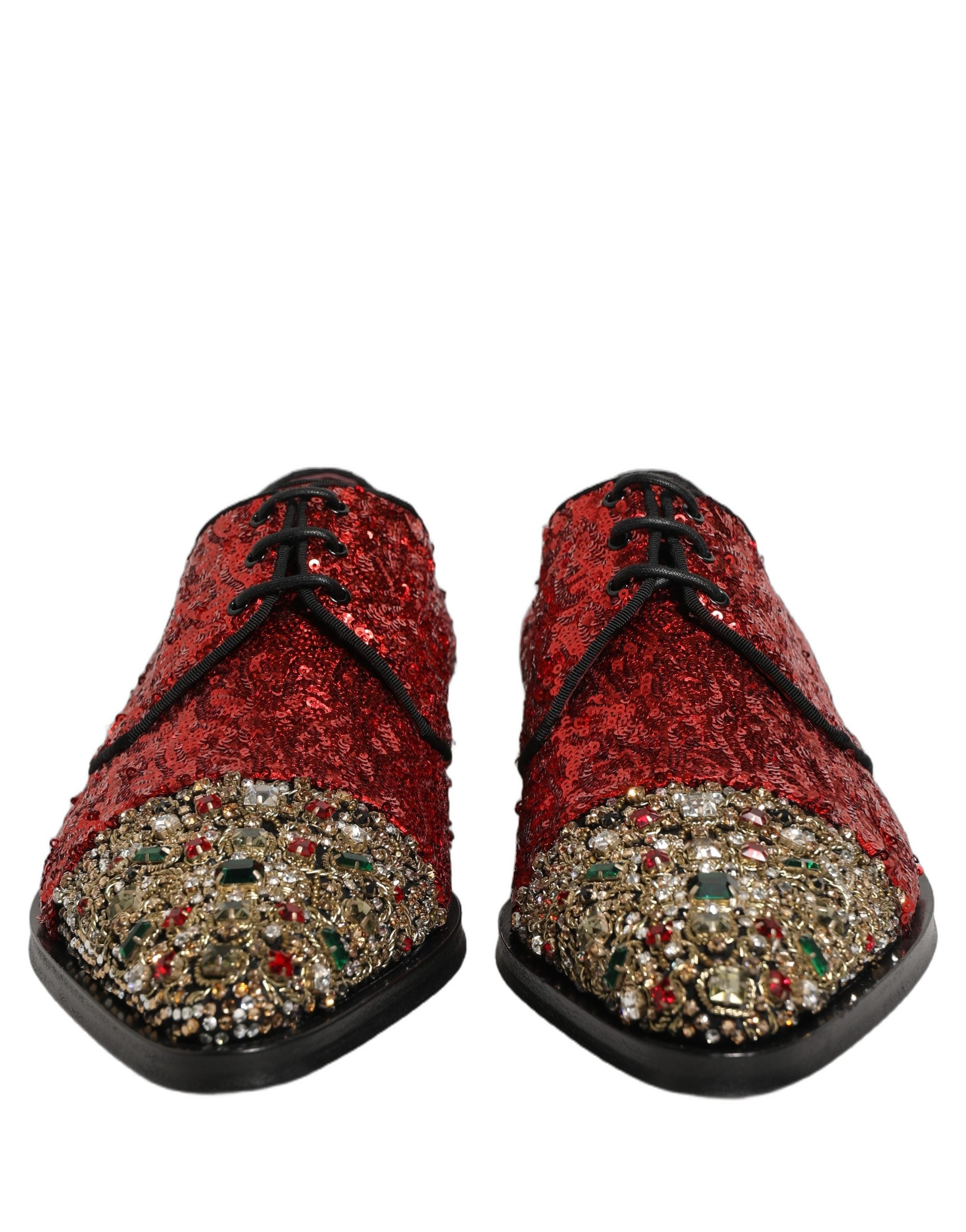 Dolce & Gabbana Dolce & Gabbana Red Sequin Embellished Men Derby Dress Men's Shoes