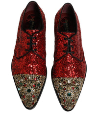 Dolce & Gabbana Dolce & Gabbana Red Sequin Embellished Men Derby Dress Men's Shoes