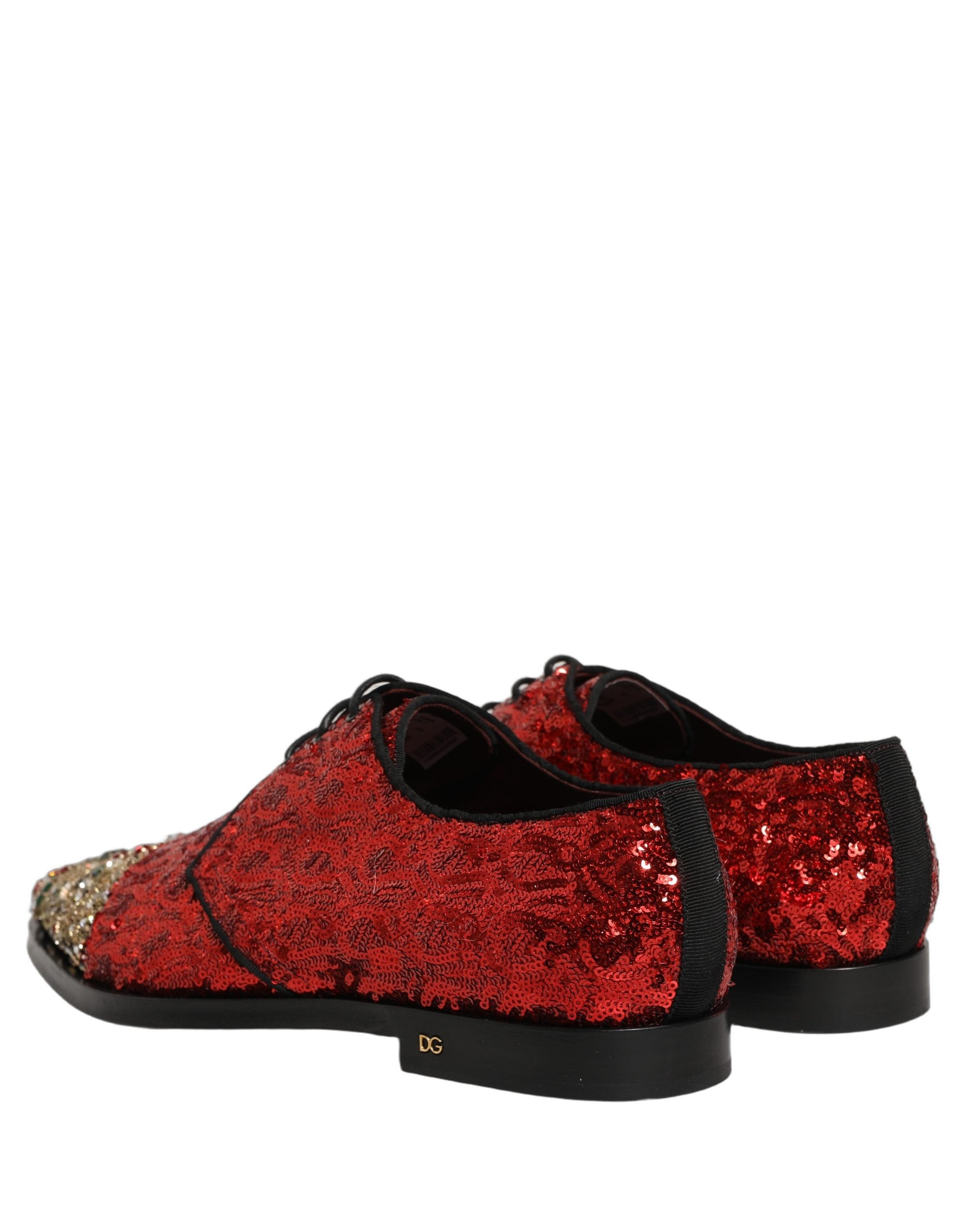 Dolce & Gabbana Dolce & Gabbana Red Sequin Embellished Men Derby Dress Men's Shoes
