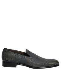 Dolce & Gabbana Black Floral Brocade Slip On Loafers Men's Shoes