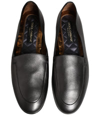 Dolce & Gabbana Silver Leather DG Logo Slip On Loafers Men's Shoes