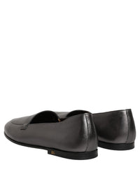 Dolce & Gabbana Silver Leather DG Logo Slip On Loafers Men's Shoes