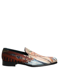 Dolce & Gabbana Multicolor Lion Print Slip On Loafers Men's Shoes