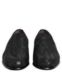 Dolce & Gabbana Black Brocade Men Slip On Dress Loafers Men's Shoes