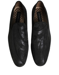 Dolce & Gabbana Black Brocade Men Slip On Dress Loafers Men's Shoes