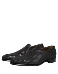 Dolce & Gabbana Black Brocade Men Slip On Dress Loafers Men's Shoes