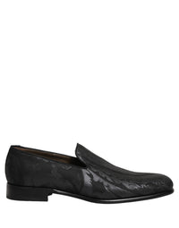 Dolce & Gabbana Black Brocade Men Slip On Dress Loafers Men's Shoes