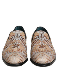 Dolce & Gabbana Beige Brocade Men Slip On Dress Loafers Men's Shoes