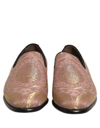 Dolce & Gabbana Pink Brocade Men Slip On Dress Loafers Men's Shoes