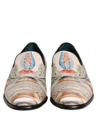 Dolce & Gabbana White Floral Vase Slip On Dress Loafers Men's Shoes