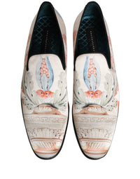 Dolce & Gabbana White Floral Vase Slip On Dress Loafers Men's Shoes
