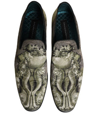 Dolce & Gabbana Brown Baroque Print Slip On Loafers Men's Shoes