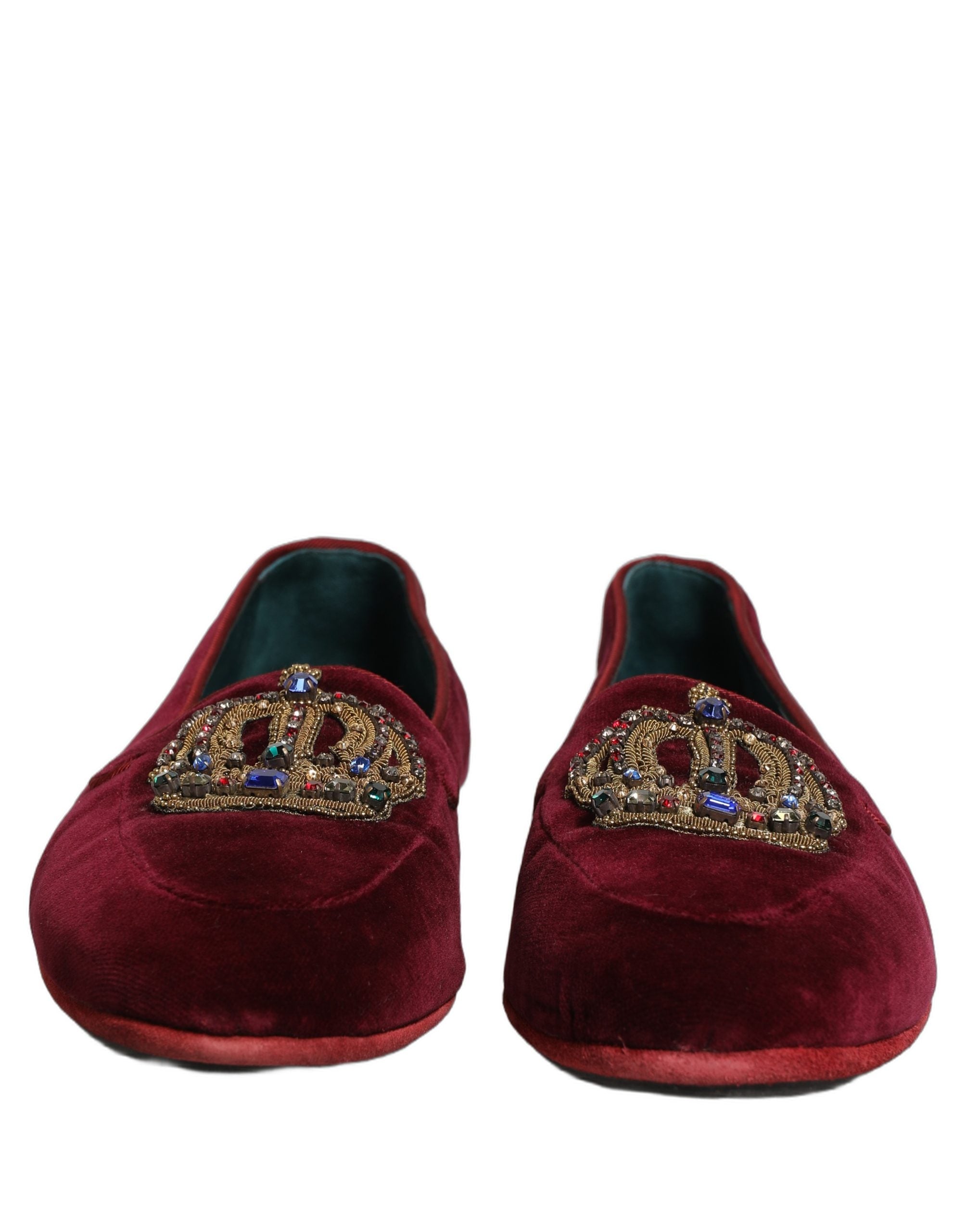 Dolce & Gabbana Burgundy Velvet Crown Slip On Loafers Men's Shoes  Bluefly