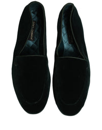 Dolce & Gabbana Green Velvet Slip On Men Flats Loafers Men's Shoes