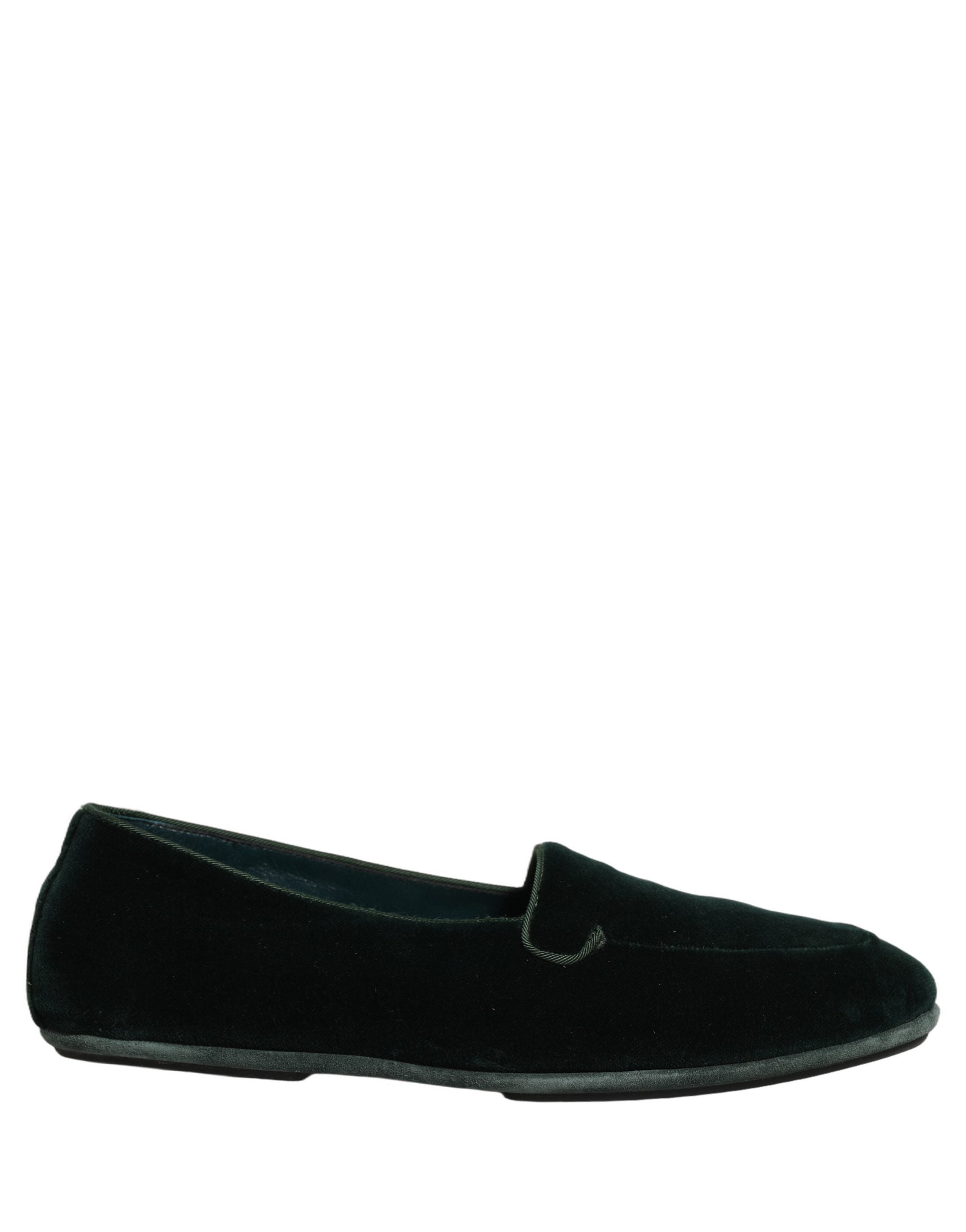 Dolce & Gabbana Green Velvet Slip On Men Flats Loafers Men's Shoes