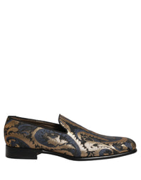 Dolce & Gabbana Blue Brocade Slip On Men Dress Loafers Men's Shoes