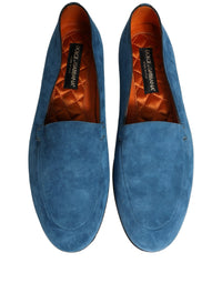 Dolce & Gabbana Blue Velvet Slip On Men Flats Loafers Men's Shoes