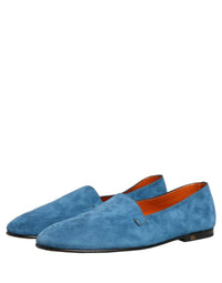 Dolce & Gabbana Blue Velvet Slip On Men Flats Loafers Men's Shoes