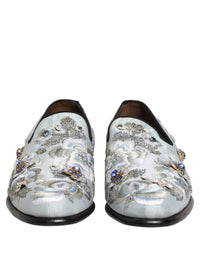 Dolce & Gabbana White Floral Embellished Men Loafers Men's Shoes