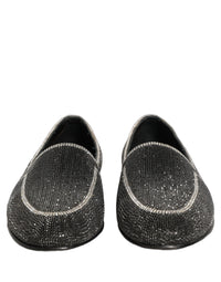 Dolce & Gabbana Black Crystal Embellished Men Loafers Men's Shoes