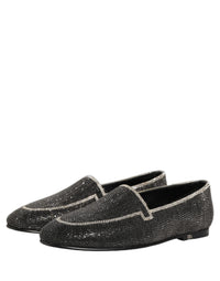 Dolce & Gabbana Black Crystal Embellished Men Loafers Men's Shoes