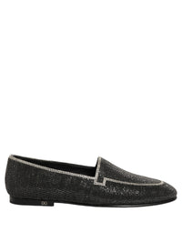 Dolce & Gabbana Black Crystal Embellished Men Loafers Men's Shoes