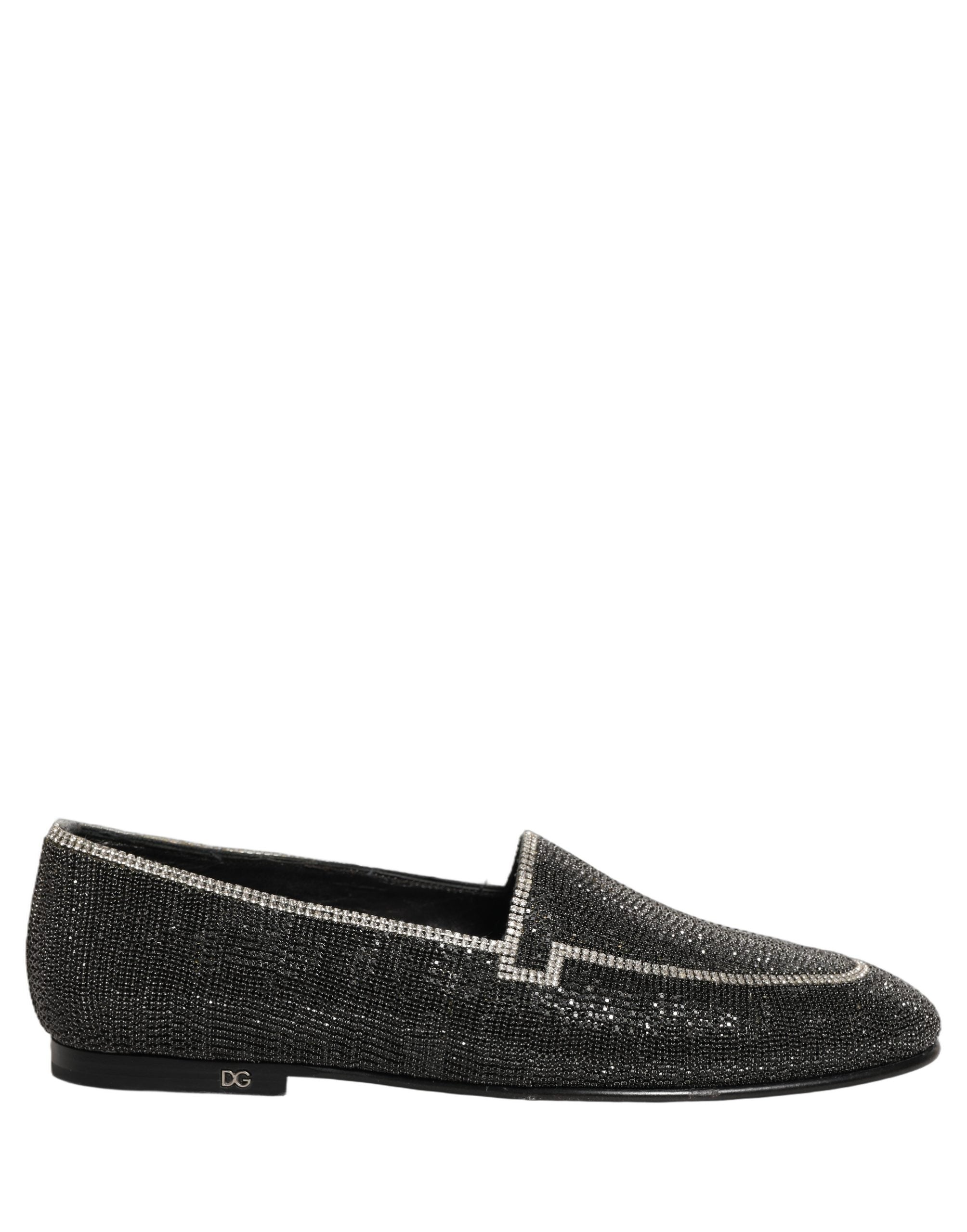 Dolce & Gabbana Black Crystal Embellished Men Loafers Men's Shoes