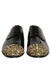 Dolce & Gabbana Dolce & Gabbana Black Embellished Men Derby Dress Formal Men's Shoes