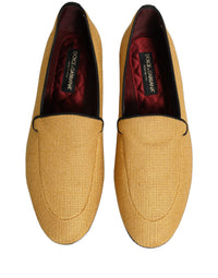 Dolce & Gabbana Yellow Woven Men Slip On Dress Loafers Men's Shoes