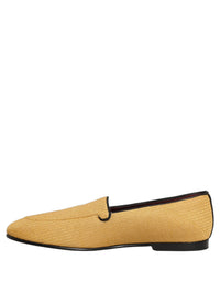 Dolce & Gabbana Yellow Woven Men Slip On Dress Loafers Men's Shoes