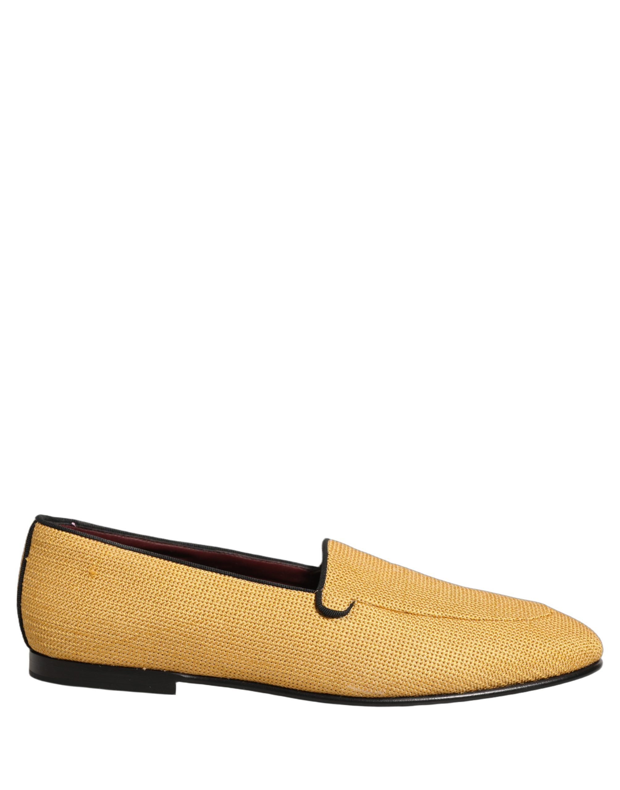Dolce & Gabbana Yellow Woven Men Slip On Dress Loafers Men's Shoes