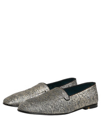 Dolce & Gabbana Gray Lurex Glitter Men Dress Loafers Men's Shoes