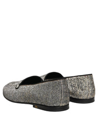Dolce & Gabbana Gray Lurex Glitter Men Dress Loafers Men's Shoes