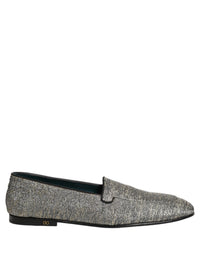 Dolce & Gabbana Gray Lurex Glitter Men Dress Loafers Men's Shoes