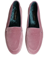 Dolce & Gabbana Pink Velvet Slip On Men Flats Loafers Men's Shoes