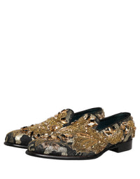 Dolce & Gabbana Black Velvet Embellished Dress Loafers Men's Shoes