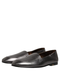 Dolce & Gabbana Silver Leather DG Logo Slip On Loafers Men's Shoes