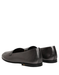 Dolce & Gabbana Silver Leather DG Logo Slip On Loafers Men's Shoes